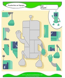 Puzzle Kes Yapıştır Çalışma Sayfaları